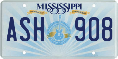 MS license plate ASH908