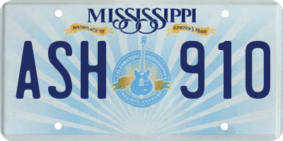 MS license plate ASH910