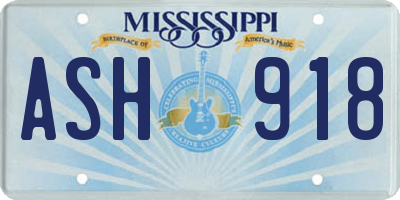 MS license plate ASH918