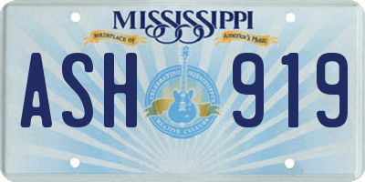 MS license plate ASH919