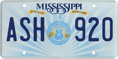 MS license plate ASH920