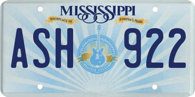 MS license plate ASH922