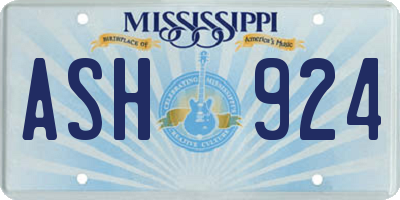 MS license plate ASH924