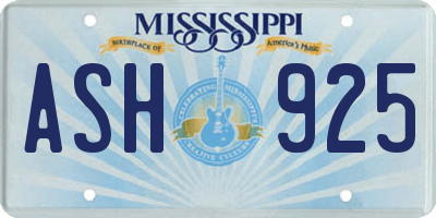 MS license plate ASH925