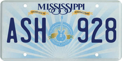 MS license plate ASH928