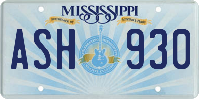 MS license plate ASH930