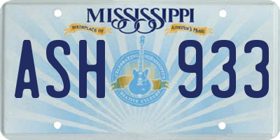 MS license plate ASH933