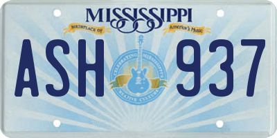 MS license plate ASH937