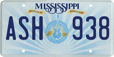 MS license plate ASH938