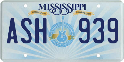 MS license plate ASH939