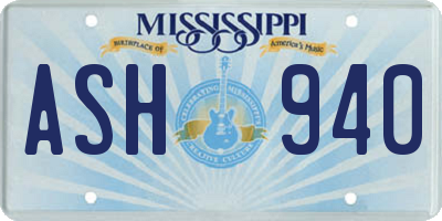 MS license plate ASH940
