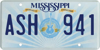 MS license plate ASH941