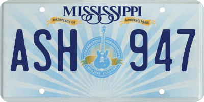 MS license plate ASH947