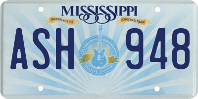 MS license plate ASH948