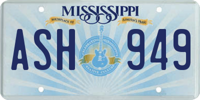MS license plate ASH949