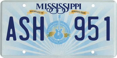 MS license plate ASH951