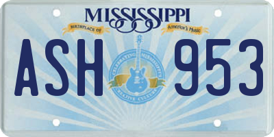 MS license plate ASH953