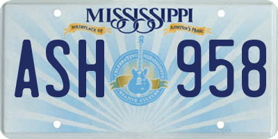 MS license plate ASH958
