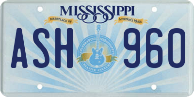 MS license plate ASH960