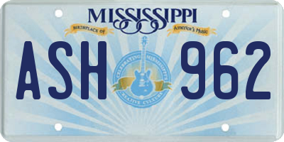 MS license plate ASH962