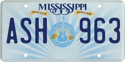 MS license plate ASH963