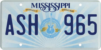 MS license plate ASH965