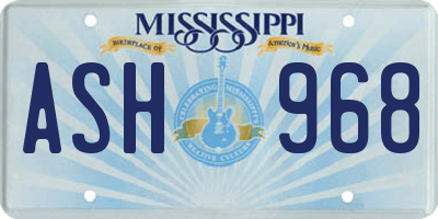 MS license plate ASH968