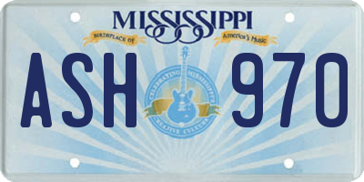 MS license plate ASH970