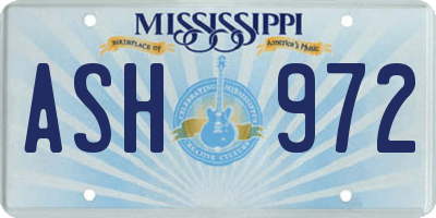 MS license plate ASH972