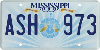 MS license plate ASH973