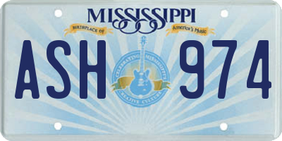 MS license plate ASH974