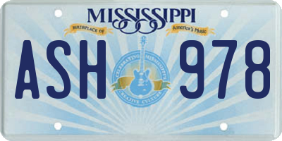 MS license plate ASH978
