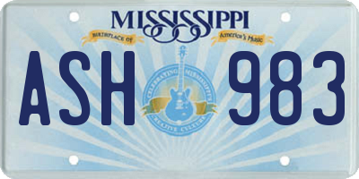 MS license plate ASH983