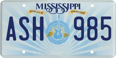 MS license plate ASH985