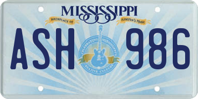 MS license plate ASH986