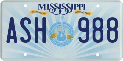 MS license plate ASH988