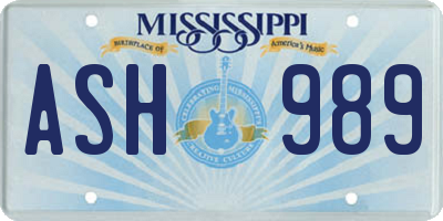 MS license plate ASH989