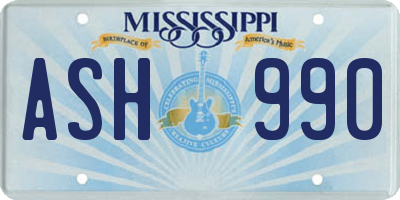 MS license plate ASH990