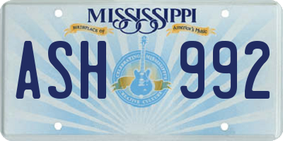 MS license plate ASH992