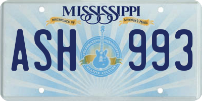 MS license plate ASH993