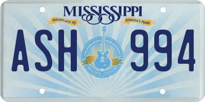 MS license plate ASH994