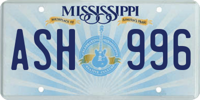 MS license plate ASH996