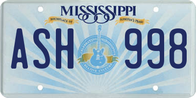 MS license plate ASH998