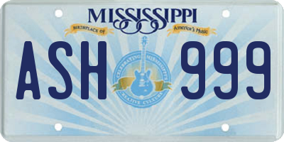 MS license plate ASH999