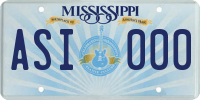 MS license plate ASI000