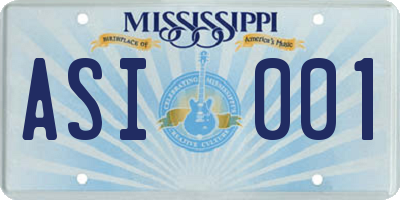 MS license plate ASI001