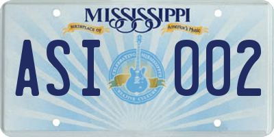 MS license plate ASI002