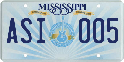 MS license plate ASI005