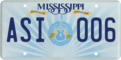 MS license plate ASI006