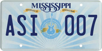 MS license plate ASI007